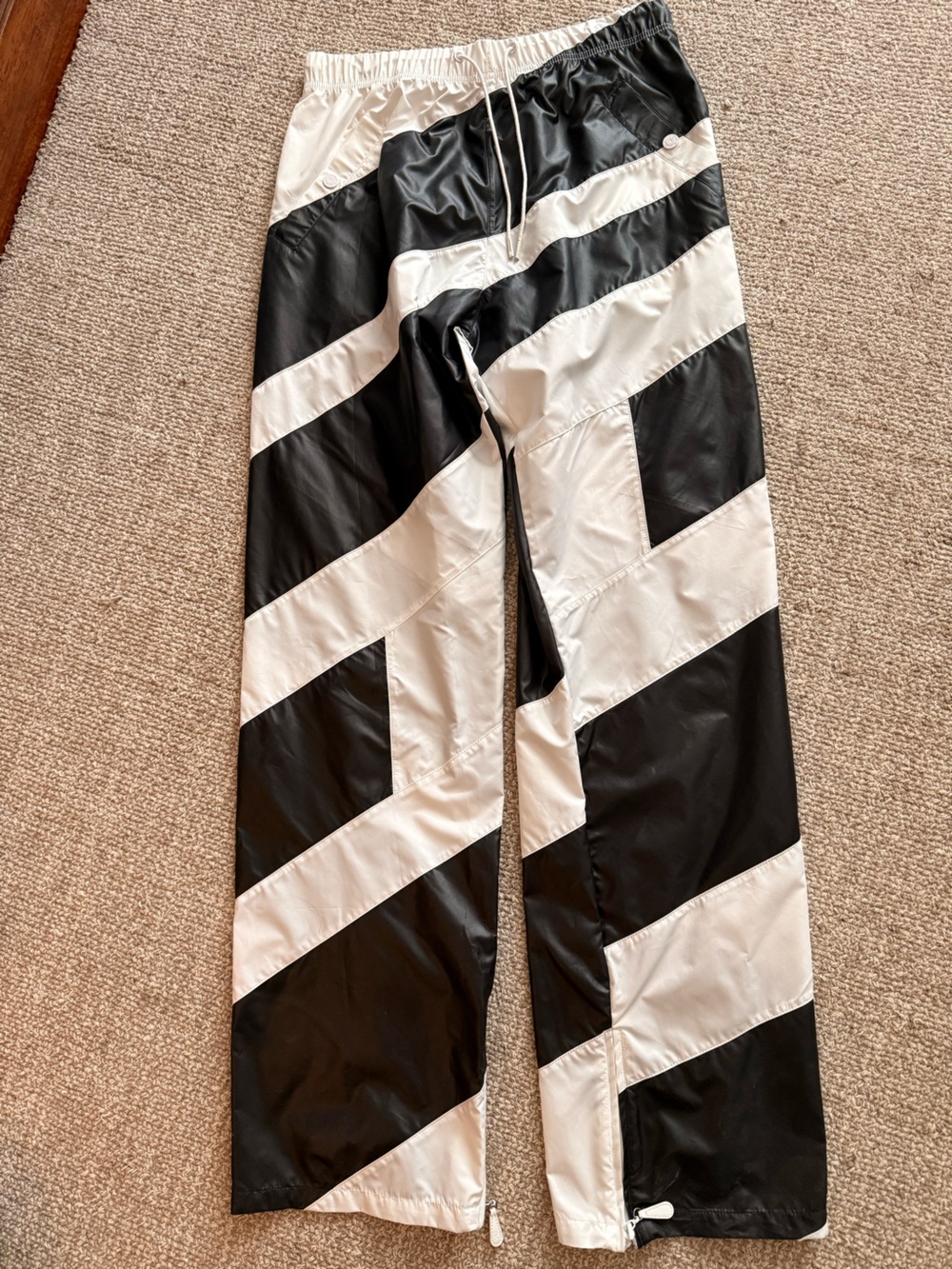 L.A.M.B. Gwen Stefani Black and White Diagonal Stripe Track Pants size small